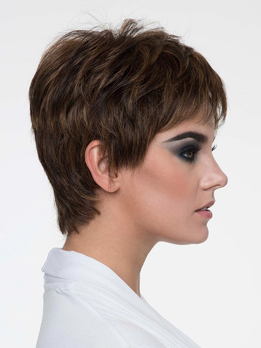 view from the side of Zinnia wig