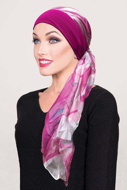 Amalfi Scarf in Magenta Band - Headwear by Hairworld