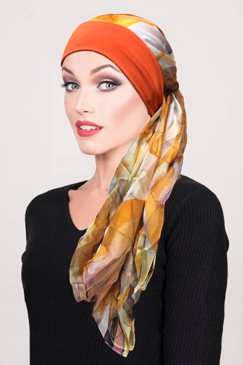 Amalfi Scarf in Orange Band - Headwear by Hairworld