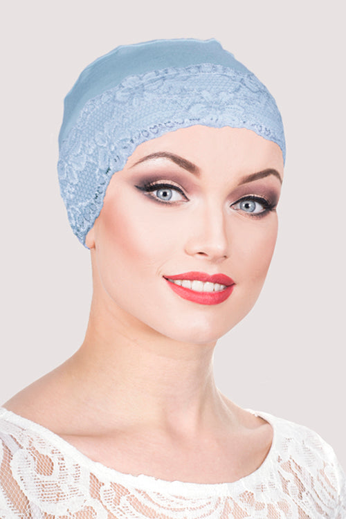 Lace Sleep Cap in Light Blue - Headwear by Hairworld