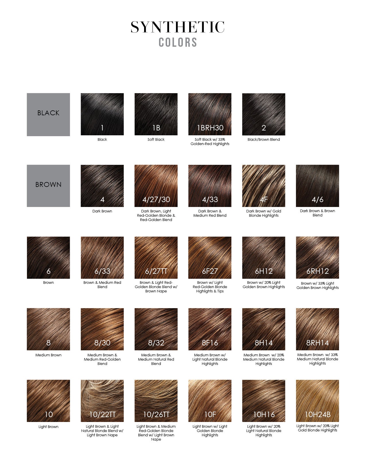 Jon Reanu colour chart black and brown