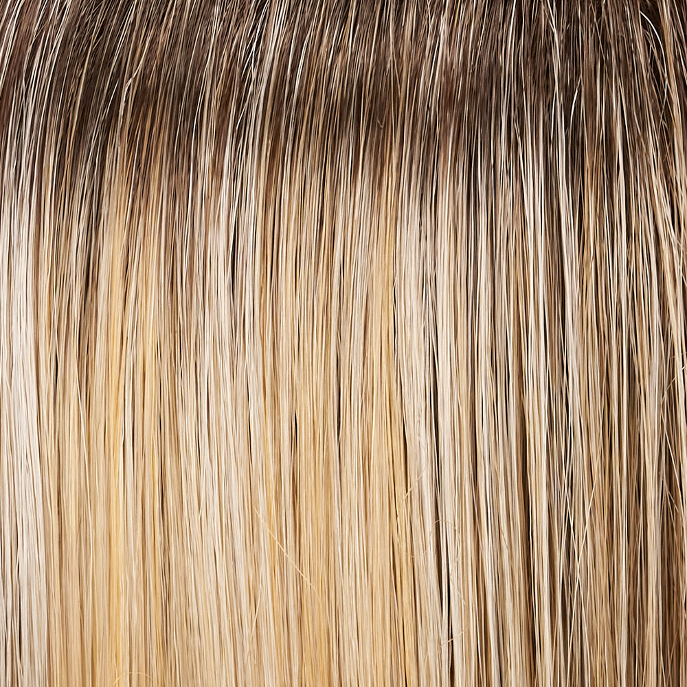 Close-up of brown and blonde hair extensions