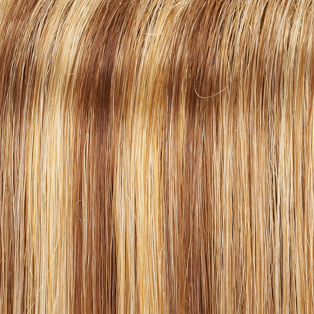 Close-up of brown and blonde hair strands
