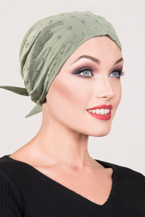 Eyelet Scarf Olive- Headwear by Hairworld