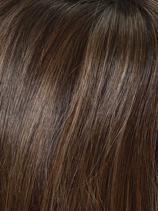 Close-up of brown hair with highlights