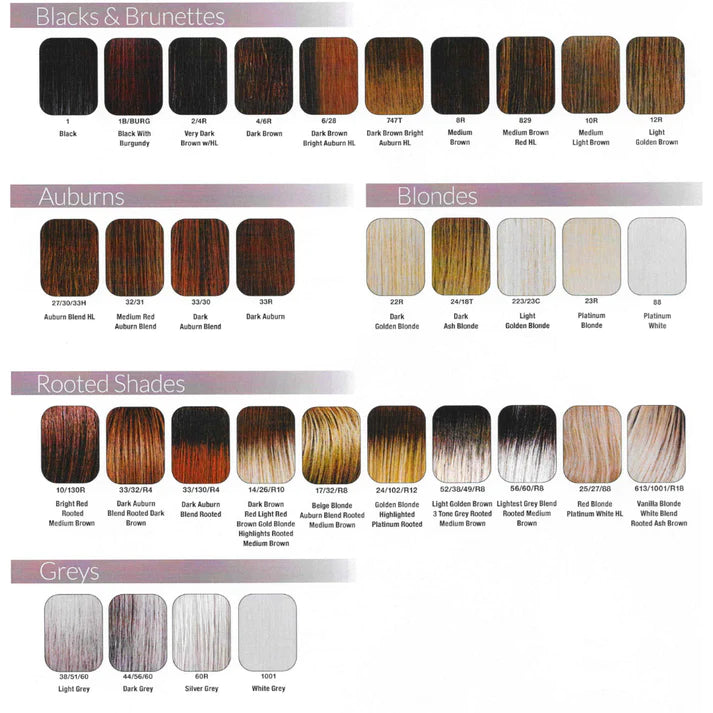 New Wave wig color chart