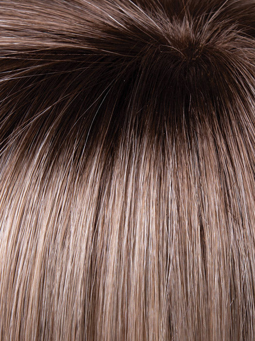 Close-up of brown hair with a gradient to blonde