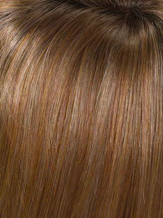 Close-up of brown hair with highlights