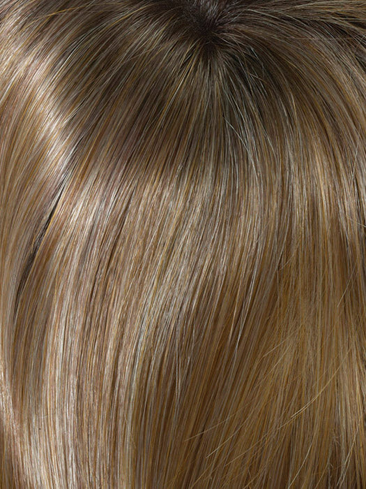 Close-up of blonde hair with a dark root