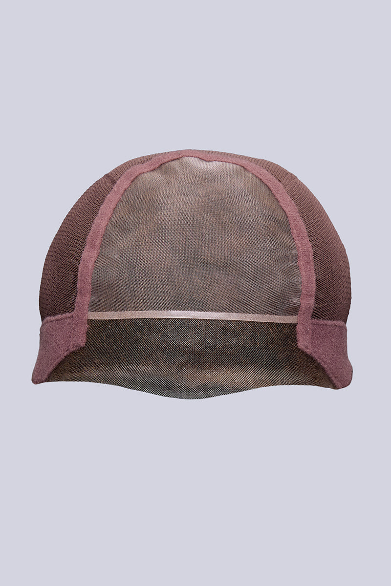 Brown cap with mesh back on a light gray background
