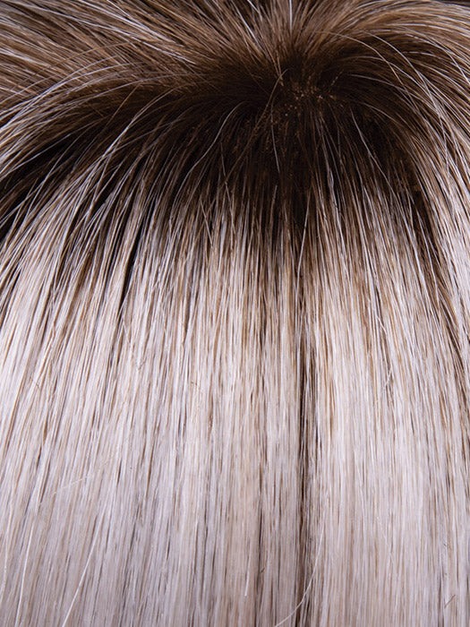 Close-up of blonde hair with a gradient to brown at the roots