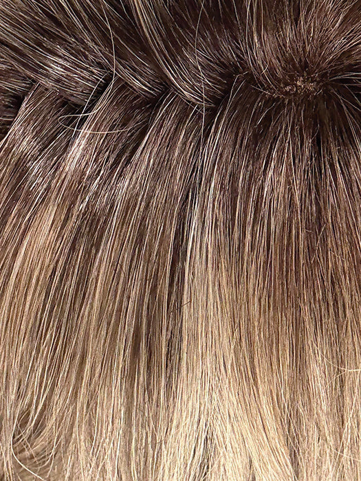 Close-up of brown and blonde hair extensions