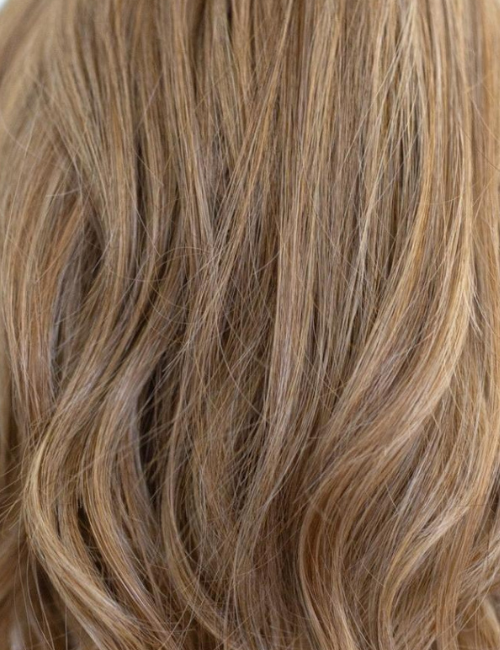 Close-up of wavy blonde hair