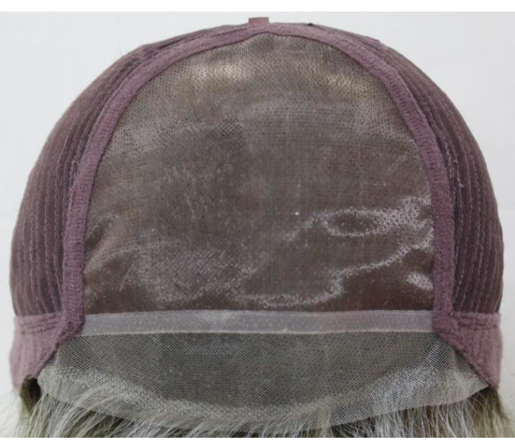 Close-up of a wig cap with mesh back and hairline