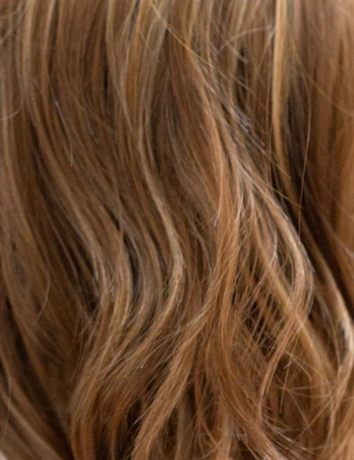 Close-up of wavy brown hair