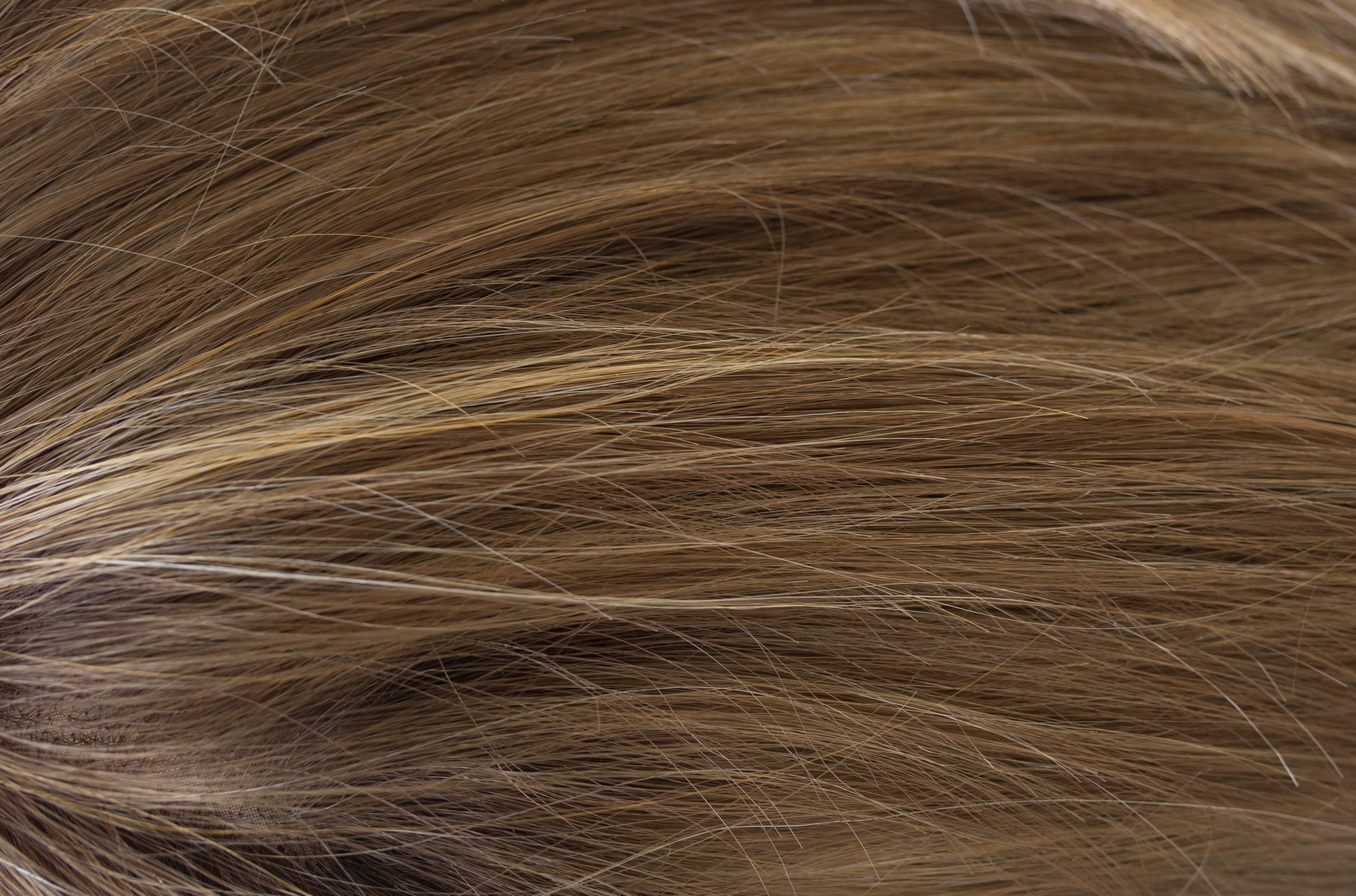 Close-up of brown hair with highlights