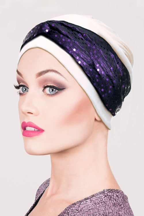 Anna Wrap Headband in Purple Sequin - Headwear by Hairworld
