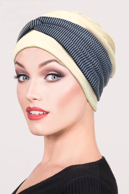 Anna Wrap Headband in Grey & Black - Headwear by Hairworld
