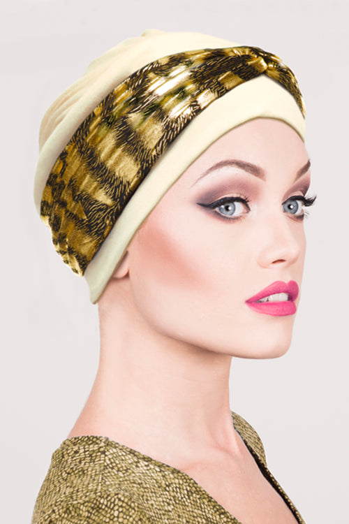 Anna Wrap Headband in Gold & Black - Headwear by Hairworld