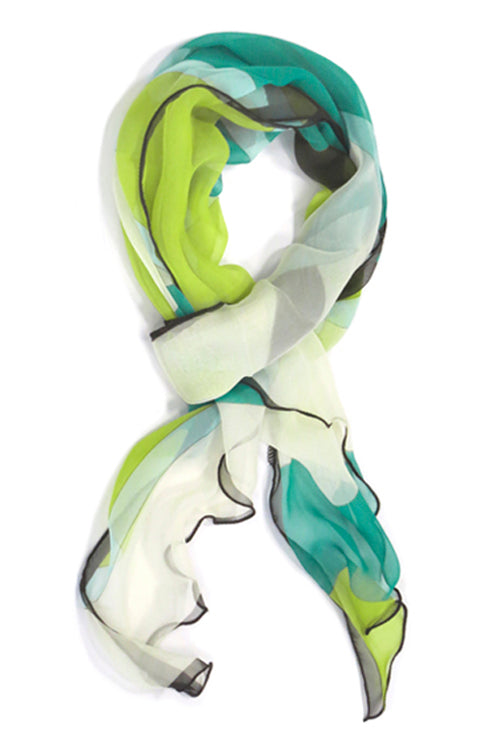 Maxi Scarf in Green Abstract - Headwear by Hairworld