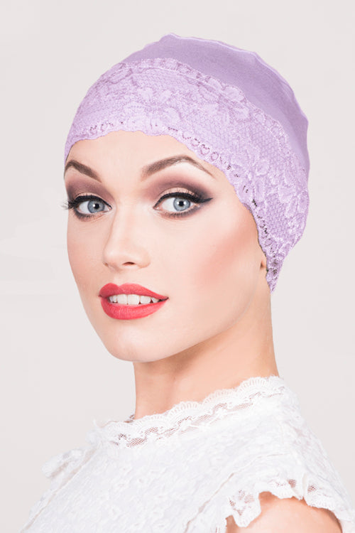 Lace Sleep Cap in Lilac - Headwear by Hairworld