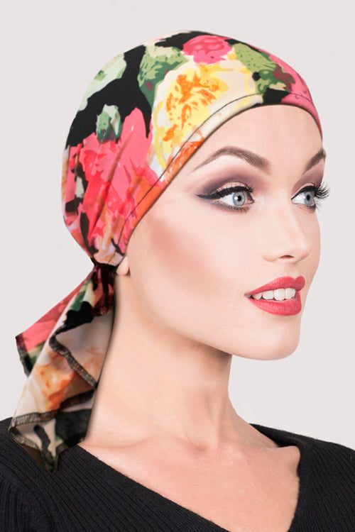 Mia Bandana in Pink Roses - Headwear by Hairworld