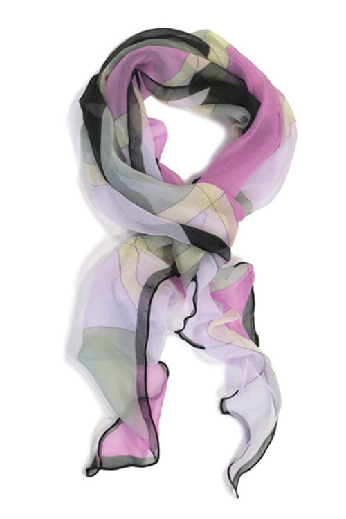 Maxi Scarf in Purple & Grey Abstract Mix - Headwear by Hairworld